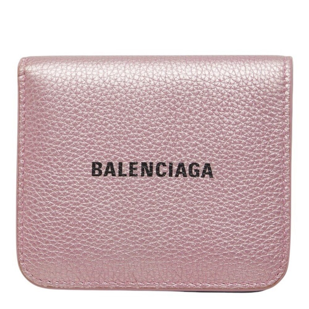 Balenciaga bi-fold wallet, metallic pink leather, women's.